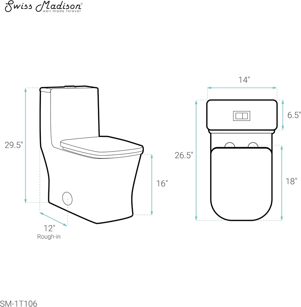 Swiss Madison Well Made Forever SM-1T106 Concorde One Piece Toilet, Glossy White