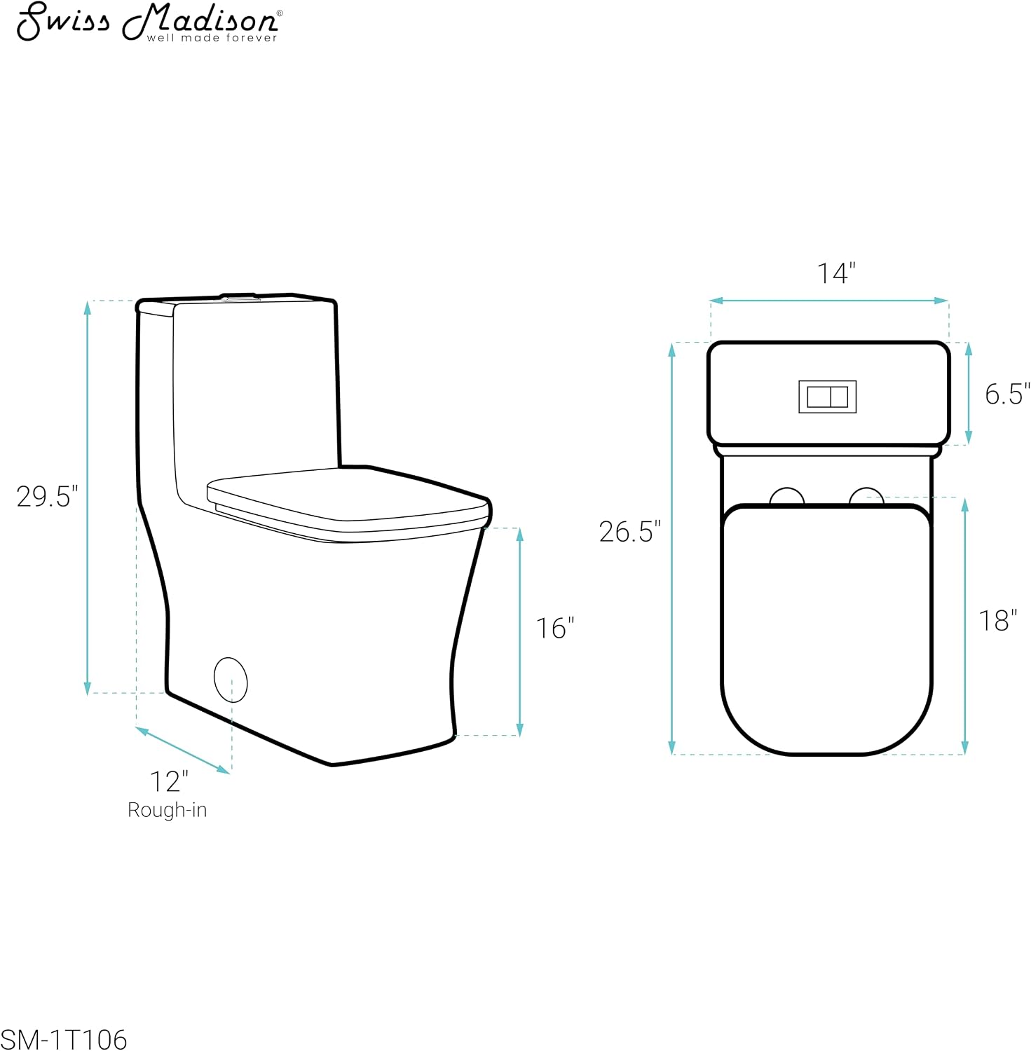Swiss Madison Well Made Forever SM-1T106 Concorde One Piece Toilet, Glossy White