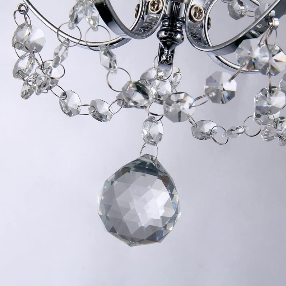 KISAD Rustic Vintage Crystal Chandelier Wrought Iron K9 Raindrop Pendant Light Adjustable Chain Ceiling Hanging Lighting Fixture for Entry Hallway Cloakroom Restaurant Bathroom Foyer (Color : Silver)