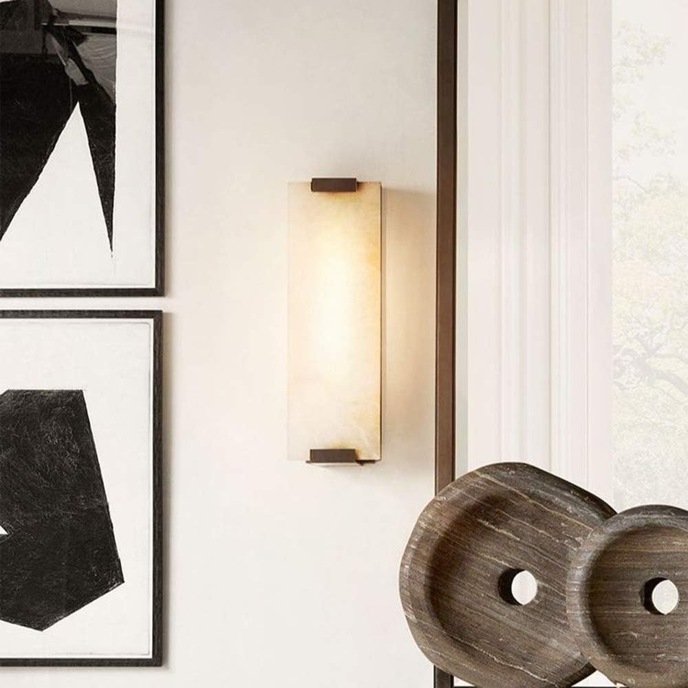 Marble Wall Lamps E14 Socket Wall Light Fixture American Minimalist Hardware Wall Sconce Square Personality Wall Lantern for Living Room Bedside Background Bathroom,Black