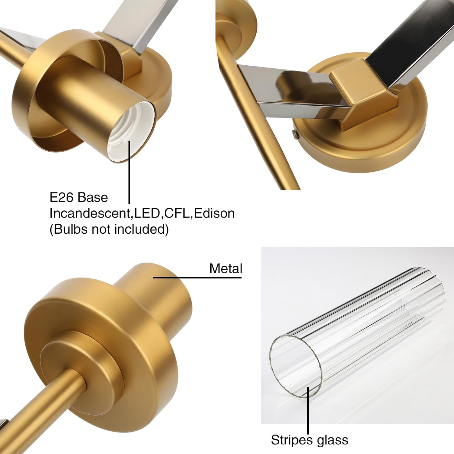 PERMO wall sconces 2 Lights Glod Wall Light Fixtures with 2.8' Cylindrical Clear Glass Shade Brass Double sconces for Living Room Bathroom Corridor Mirror Bedroom