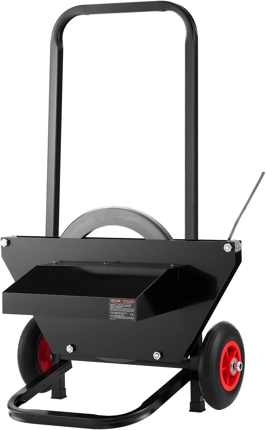 VEVOR Banding Strapping Cart, Fit for Steel Strapping Coils with 23.6 inches Core Outer Size, Heavy Duty Strapping Dispenser with Rubber Wheels, Suitable for Factory, Warehouse, Loading Area
