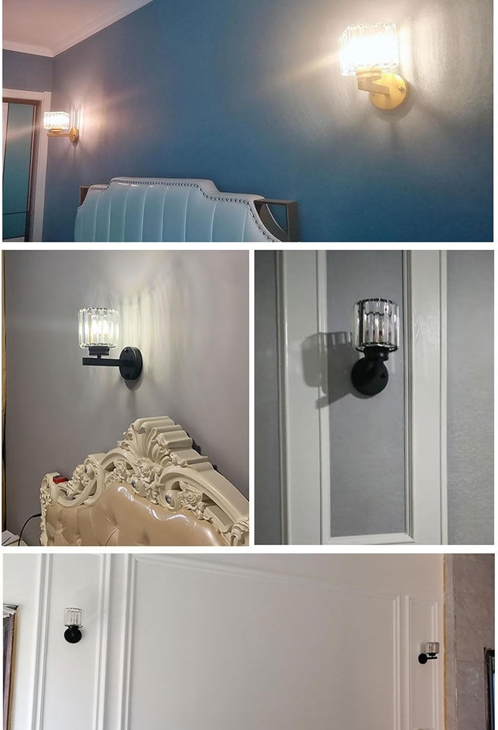Lamp for Wall, Wall Sconces Clear-Glass Prisms Wall Sconces Nordic Modern Wrought Iron Wall Light Wall Mounted Lighting Fixture for Bedroom Bedside Living Room Hallway Bathroom Vanity Lamp Wall Sconc