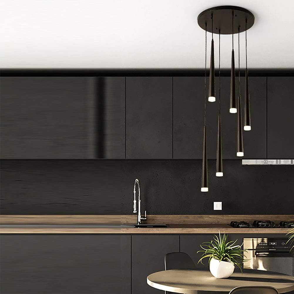 LED Modern Spiral Ceiling Light,Fixture Wrought Iron s,Flush Mount During Lighting,Long Barrel Conical,for Dining Room Bathroom Bedroom Living Room,Rotate The -Black Warm Light 6