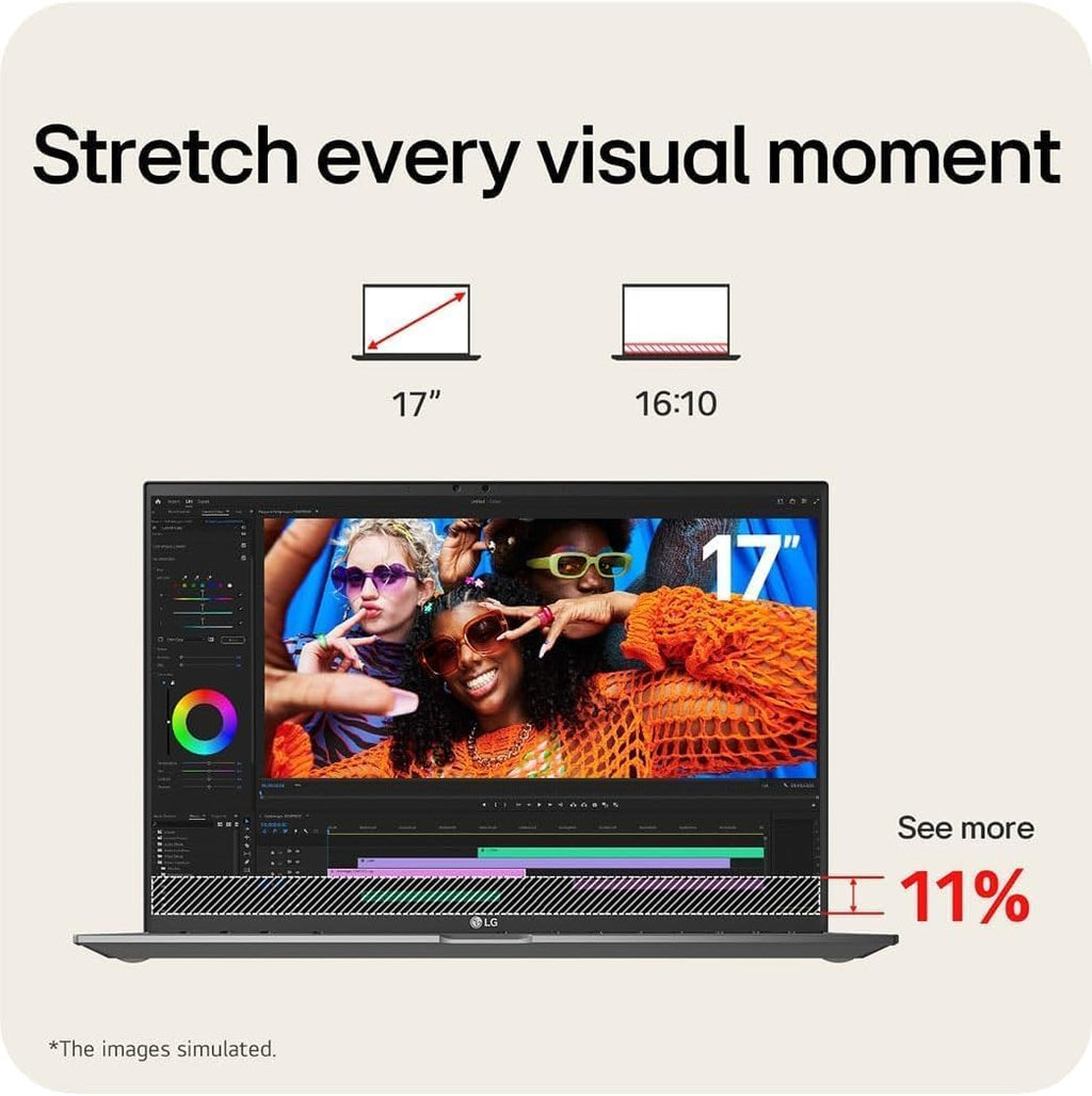 LG Gram 17 Touchscreen Laptop 2025, Copilot + PC, Intel Core Ultra 7 258V(Up to 4.8GHz), 17' QHD+ 2.5K Touch Display, 32 GB LPDDR5X, 4 TB SSD, Backlit Keyboard, Wi-Fi 7, Windows 11 Pro, Accessories