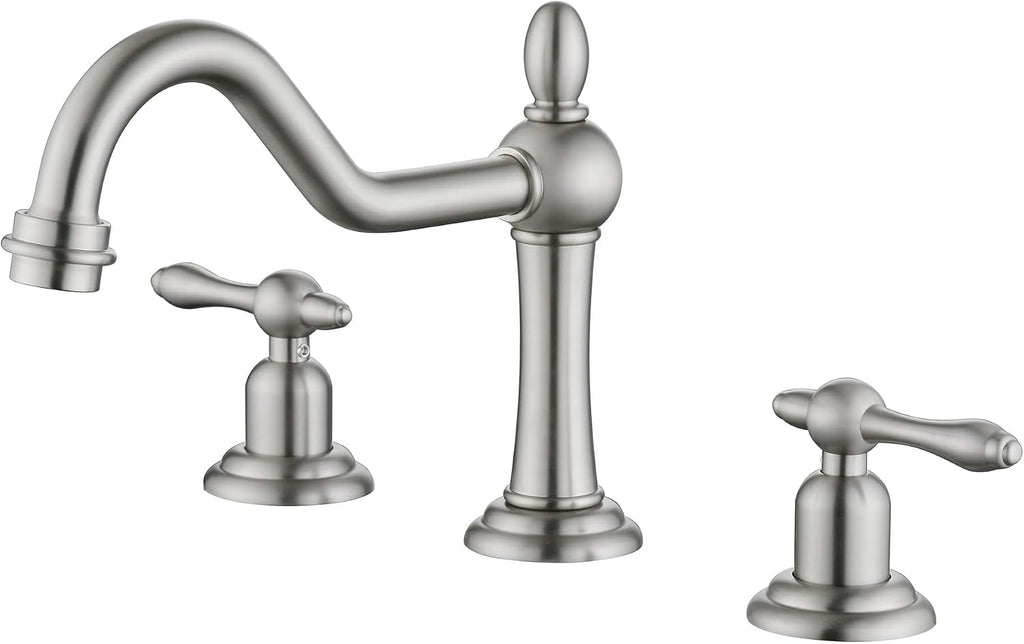 sumerain Vintage 8' Widespread Bathroom Faucet 3 Hole, 2 Handle Basin Faucet Brushed Nickel