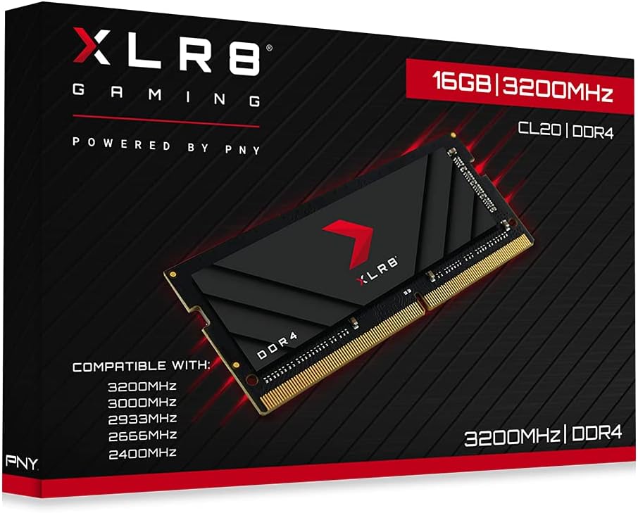 PNY XLR8 Gaming 16GB DDR4 3200MHz (PC4-25600) CL20 1.2V Notebook/Laptop (SODIMM) Computer Memory – MN16GSD43200X