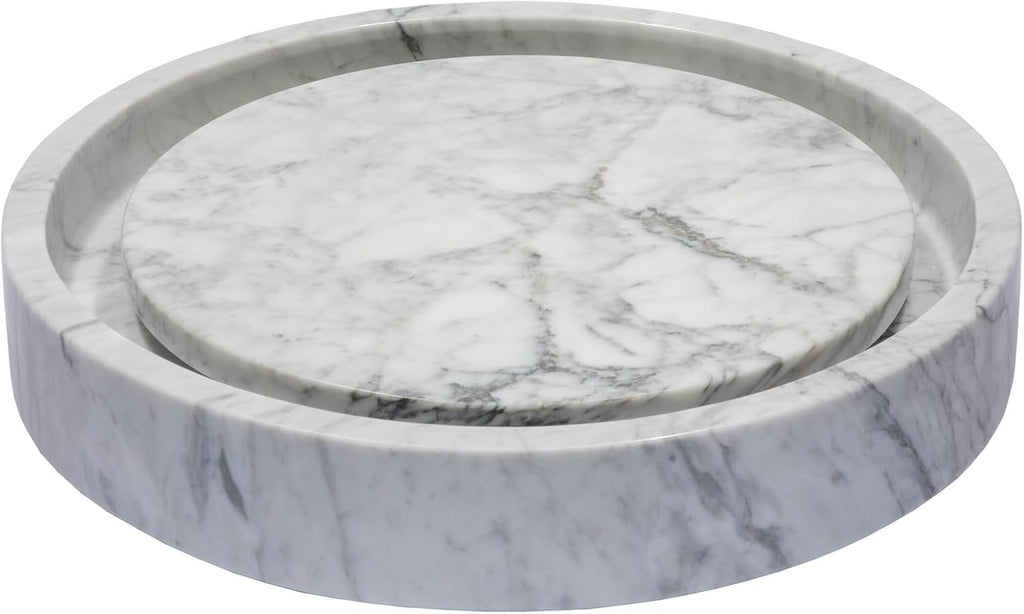 Eden Bath Round Infinity Pool Vessel Sink, Polished Carrara Marble - Stylish Bathroom Sink