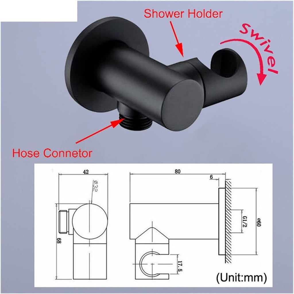 3-Way Handheld Shower Head with Holder and Hose, Wall Mounted Bathroom Shower Fixture, 1 Button 3 Control, Matte Black,(Round)