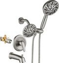 gotonovo Tub Shower Faucet Set Bathroom Shower Head Kit High Pressure Bathtub Shower Faucet 6 Modes ABS Handheld Spray Valve and Shower Trim Kit Shower Head and Handle Set Brushed Nickel