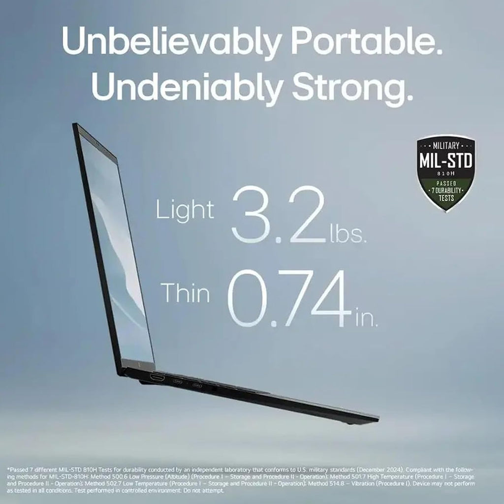 LG Gram 17 2025 Touchscreen Laptop Copilot + PC, Intel Ultra 7 Series 2 258V(Up to 4.8GHz), 17' WQXGA Display, 32 GB LPDDR5X RAM, 2 TB SSD, Intel Arc Graphics, Wi-Fi 7, Windows 11 Pro, w/Accessories