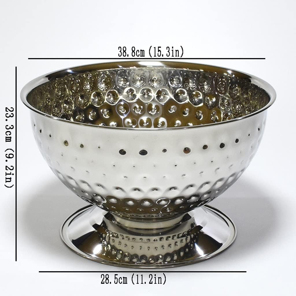 Ice Bucket Ice Bucket for Freezer Creative Stainless Steel Hammer-dot Champagne Basin Party Party Cooling Beer Red Wine Large-capacity Round Ice Bucket Ice Buckets Party Cooler Drink Cooler(A)