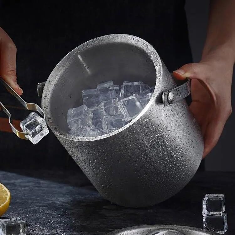 Ice Bucket Ice Bucket for Freezer Stainless Steel European Champagne Bucket Thickened Ice Bucket, Ice Cube Bucket Iced Hotel Bar Red Wine Bucket Ice Buckets Party Cooler Drink Cooler(3L)