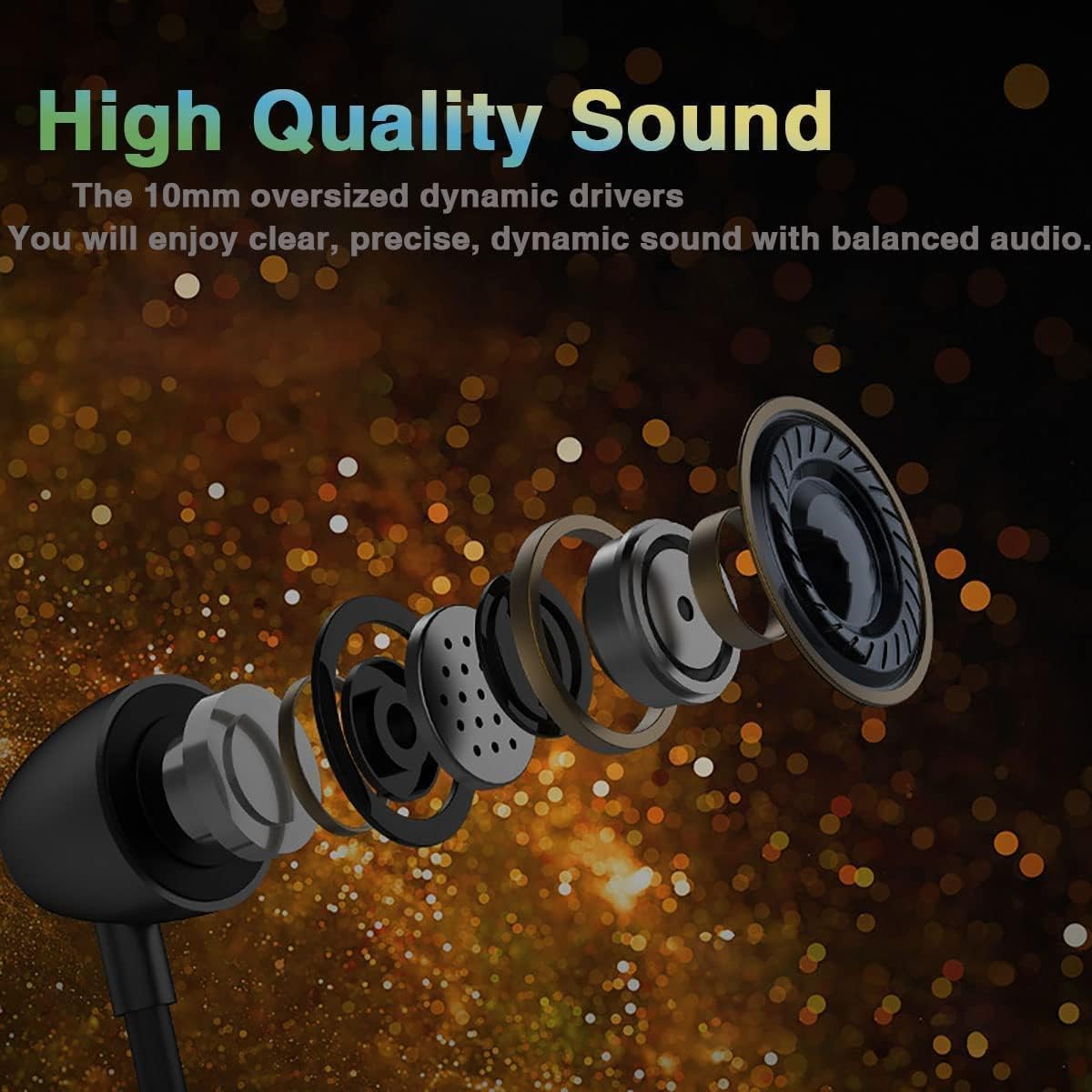 Neckband Earphones Bluetooth 5.0 Headphones CVC8.0 Noise Cancelling Bluetooth Headset Wireless Earbuds Neckband with Mic,9D Deep Bass, 20H Overall Endurance,Sports for Running Driving Working, Black