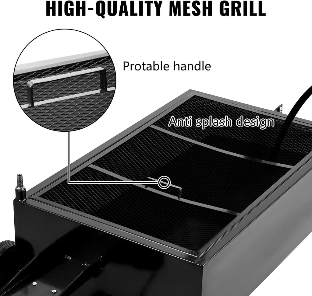 VEVOR Low Profile Oil Drain Pan, 25 Gal Oil Drain Pan with 110V High-Flow Electric Pump, Large Capacity Oil Change Pan with 7.2ft Hose & Folding Handle, Rolling Oil Drain Cart for Trucks, Buses, RVs