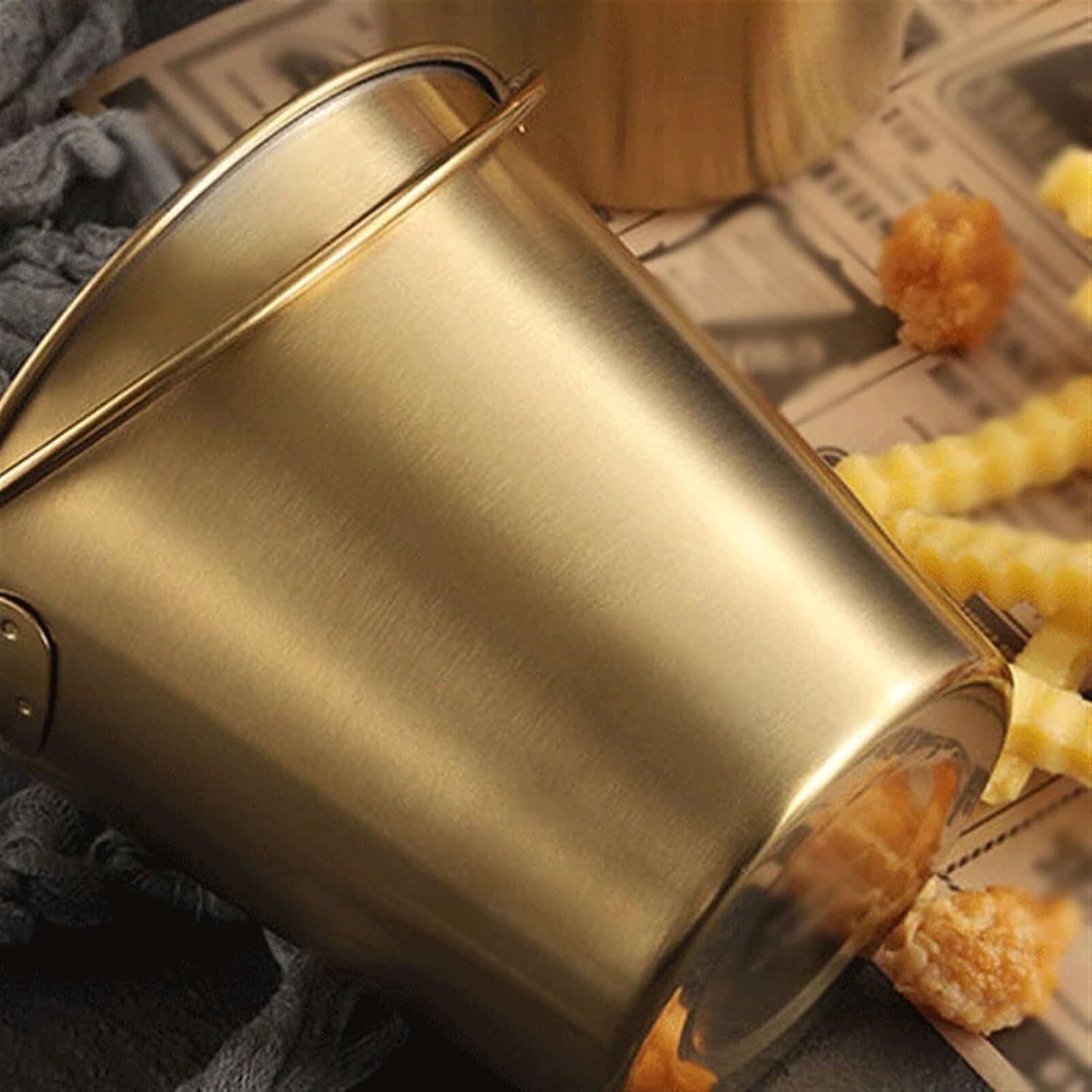 ice Bucket,Bucket with lid, Ice Buckets Metal Ice Bucket Mini Snack Fries Chicken Bucket Portable Party Storage Red Wine Champagne Stainless Steel Ice Bucket for Bar Hotel Party Ice Bucket Kits