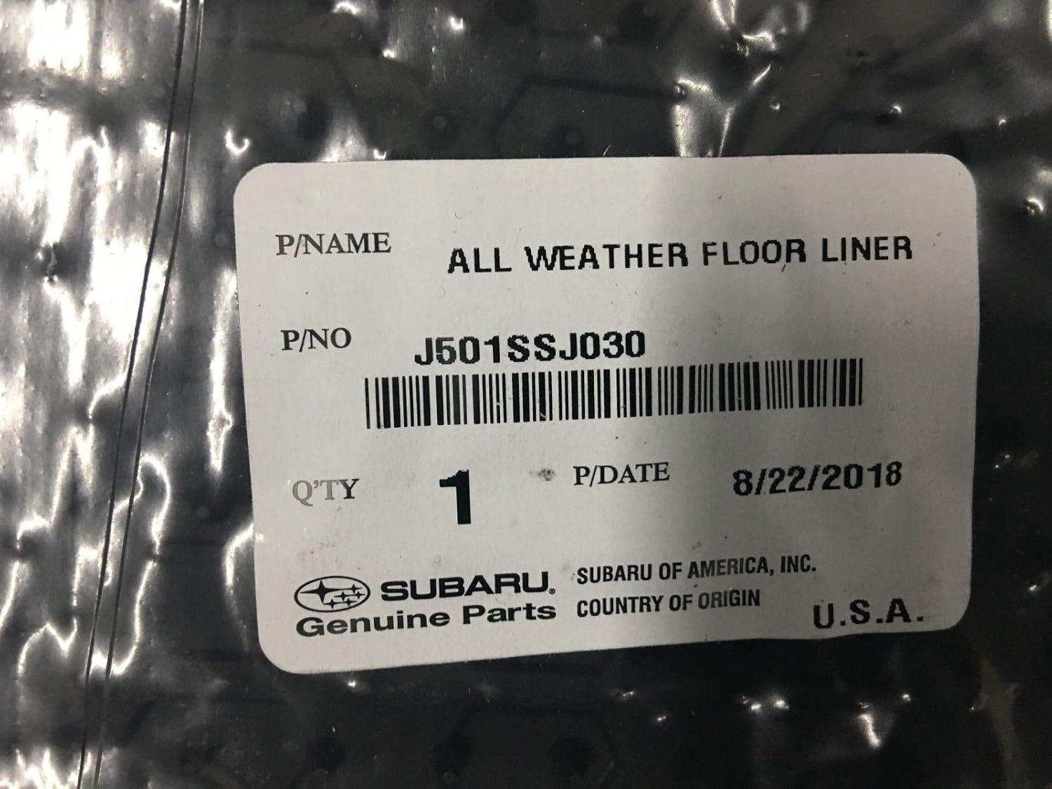 Subaru All Weather Floor Liner Mats Black (Set of 4) for 2019-2024 Subaru Forester - J501SSJ030 - Genuine OEM