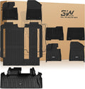 3W Floor Mats with Front Carpet & Trunk Mat for Toyota Sienna 2021-2026 LE/XLE(Only for 8 Seat), TPE All Weather Custom Fit Floor Liner for Sienna 1st, 2nd and 3rd Row and Cargo Mat, Black