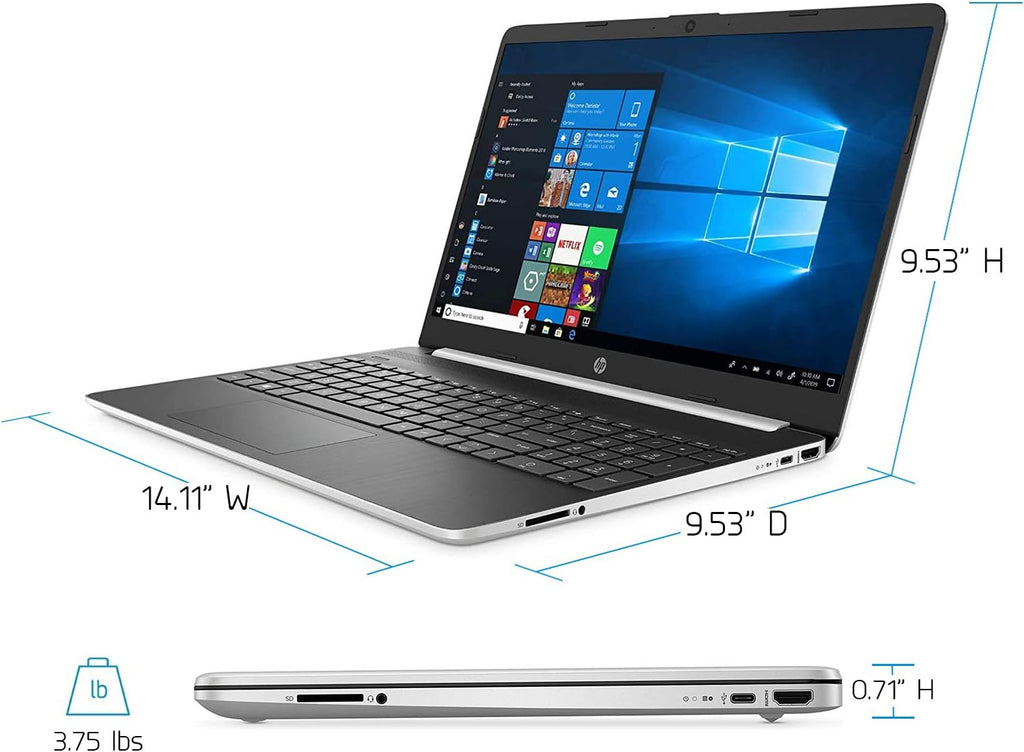 HP 2020 15 Laptop Notebook 15.6' HD Touchscreen, Intel Quad-Core i5-1035G1, 12GB DDR4 RAM, 256GB PCIe SSD, Webcam, WiFi Bluetooth, USB Type-C, HDMI, Windows 10 Home, Online Class Ready