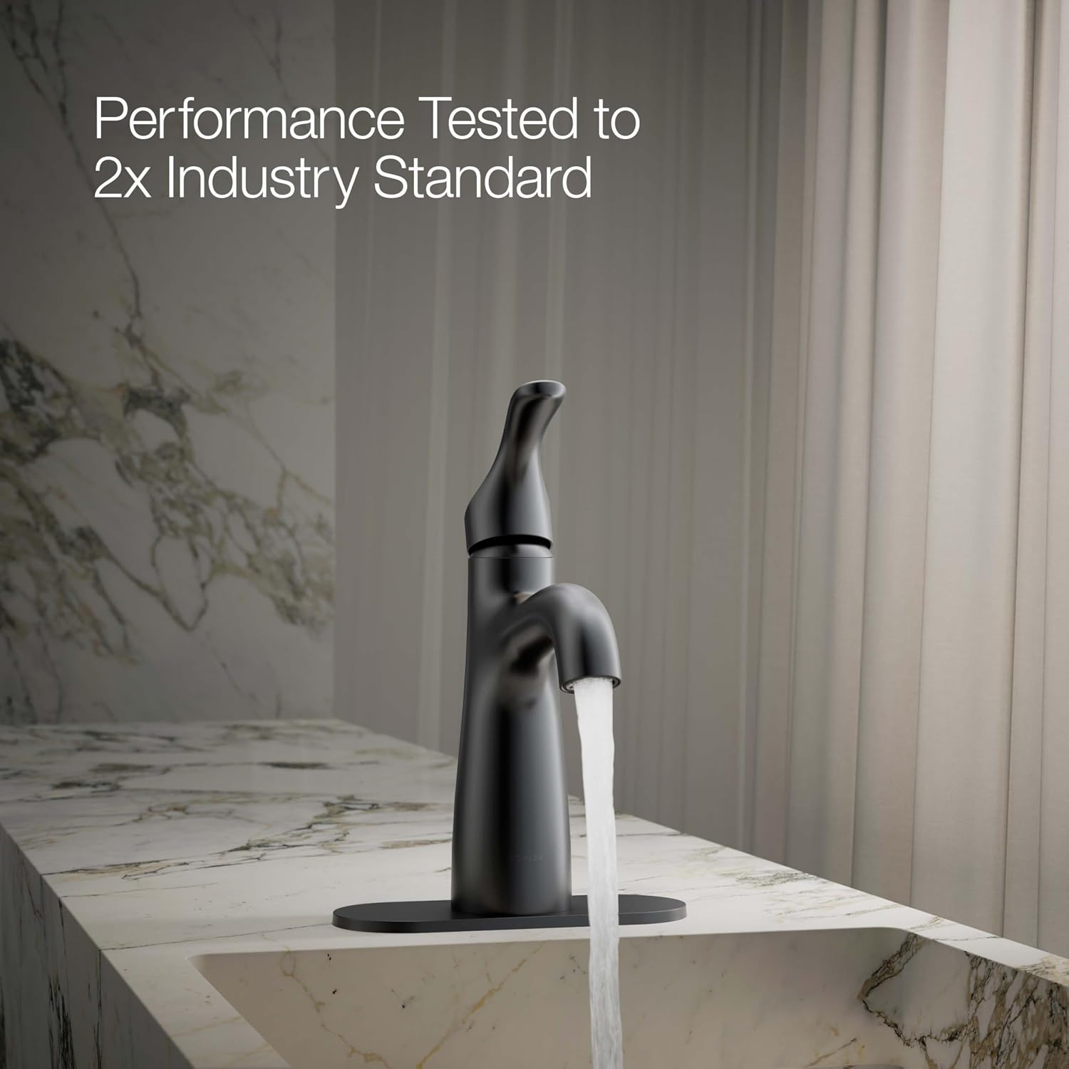 KOHLER K-27389-4K-BL Simplice Single-Handle Bathroom Sink Faucet, 1-Hole, Single-Handle Bathroom Faucets with Clicker Drain, 1.0 GPM, Matte Black