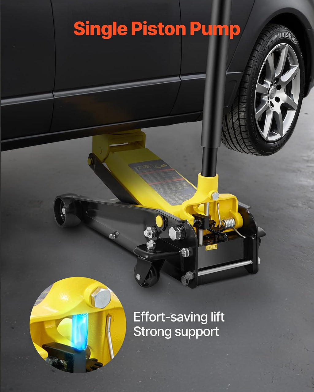 VEVOR 3 Ton Low Profile Floor Jack for All Terrain Vehicles, Heavy-Duty Steel Racing Jack with Quick Lift Pump, 5.12'-20' Lifting Range, 3.0 tons