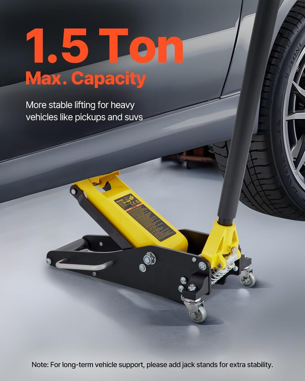 VEVOR Low Profile Floor Jack 1.5 Ton (3300 LBS), Aluminum and Steel Race Ground Elevator with Dual Pistons Quick Lift Pump Auto Repair Car Maintenance, Lifting Range 3-3/20'-14-10/27'