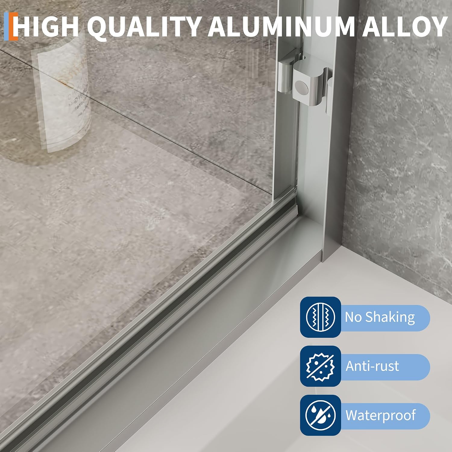 Framed Shower Doors 44-48 inch W ×72 inch H Sliding Shower Door with 6mm Tempered Glass, Easy Clean Coating, Aluminum Frame, Wet Dry Separation for Main Bathroom, Brushed Sliver