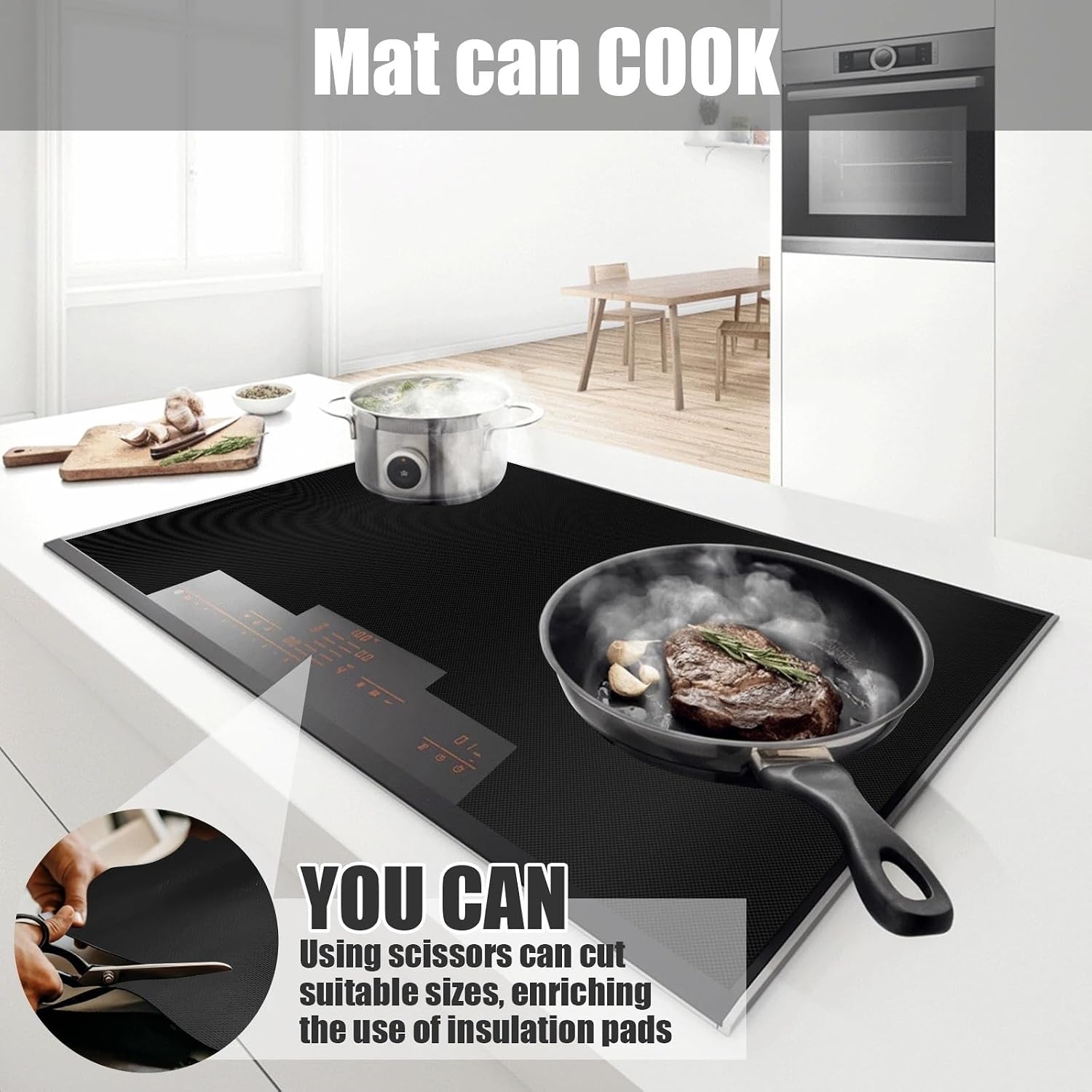 Silicone Induction Cooktop Mat Heat-Resistant Anti-Scratch Stove Cover Protector for Electric Stoves Multi-Use Kitchen Gadget(54x90cm)