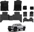 3W Floor Mats with First Row Carpets for Toyota Tacoma 2016-2023, TPE Floor Liner Thickened Carpet with Safety Locks and Driver Heel Pad fit Tacoma Cars Accessory(Only for Double Cab and Automatic)