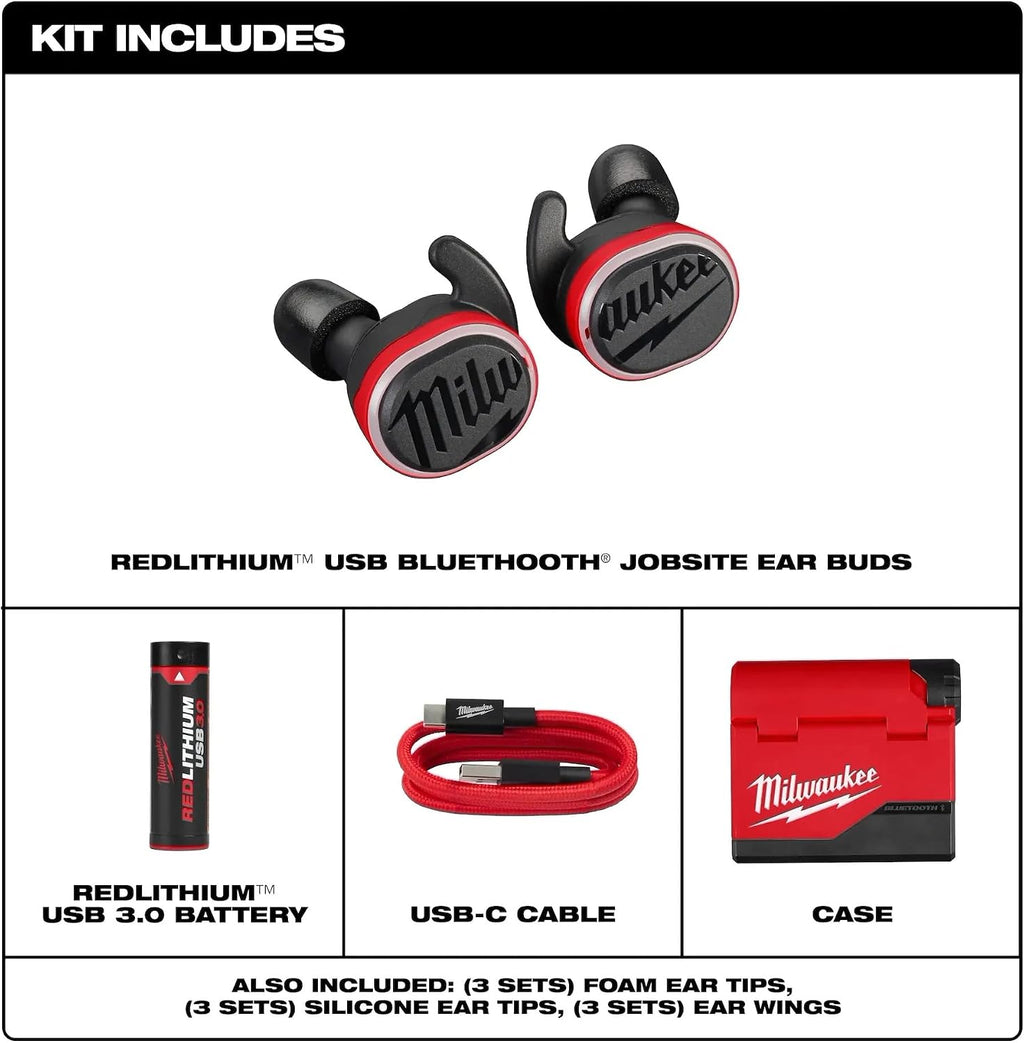 Milwaukee Electric - USB BLUETOOTHREG JOBSITE Ear Buds