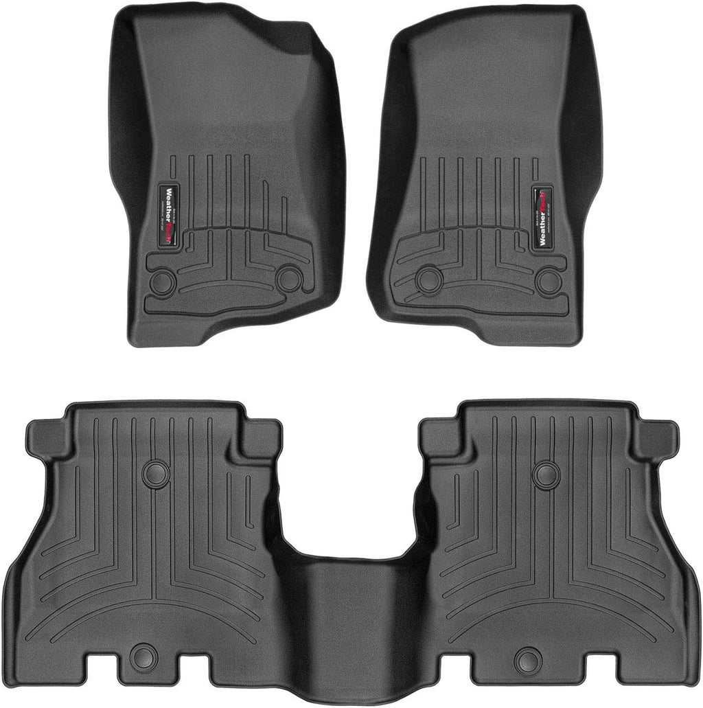 WeatherTech Custom Fit FloorLiners for Jeep Wrangler 4-Door Rubicon 392, Wrangler Unlimited 4-Door, Wrangler 4-Door - 1st & 2nd Row (441313-1-2), Black