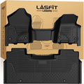 LASFIT Floor Mats for Ram 1500 Crew Cab 2019-2024 Bench Seat (NOT for Bucket/Classic Model/Quad Cab) with Rear Under-Seat Storage 4 Full Size Doors, All Weather TPE Custom Fit 1st & 2nd Row, Black