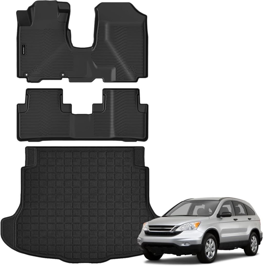 Auxko All Weather Floor Mats Cargo Mat for Honda CRV 2007 2008 2009 2010 2011 All Season TPE Accessories Guard Odorless Anti-Slip Floor Liners Trunk Mat