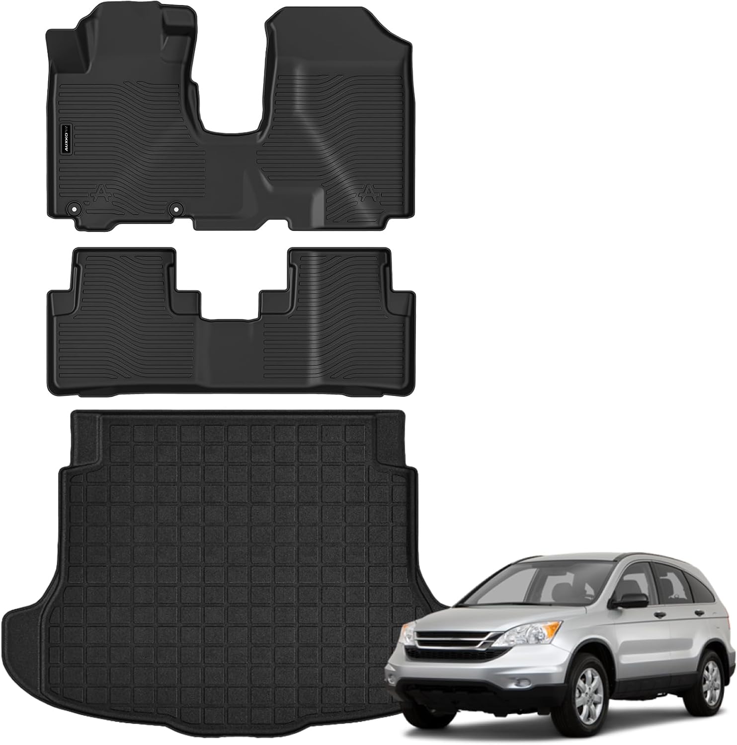 Auxko All Weather Floor Mats Cargo Mat for Honda CRV 2007 2008 2009 2010 2011 All Season TPE Accessories Guard Odorless Anti-Slip Floor Liners Trunk Mat