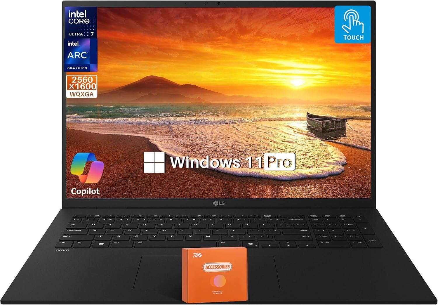 LG Gram 17 Ultra-Light Touchscreen Business Laptop - 17' 2.5K Display, Intel Ultra 7 Series 2 258V, 32 GB RAM, 4 TB SSD, Intel Arc Graphics, Thunderbolt 4, Wi-Fi 7,Backlit KB, Dolby Atmos, Win 11 Pro