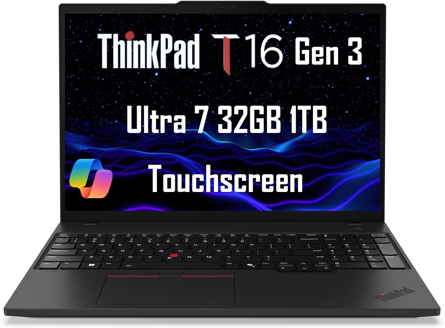 Lenovo ThinkPad T16 Gen 3 Business AI PC Laptop (16' FHD+ Touchscreen, Intel 12-Core Ultra 7 155U (>i7-1355U), 32GB DDR5 RAM, 1TB SSD), 2x Thunderbolt 4, Backlit, Fingerprint, 5MP Webcam, Win 11 Pro