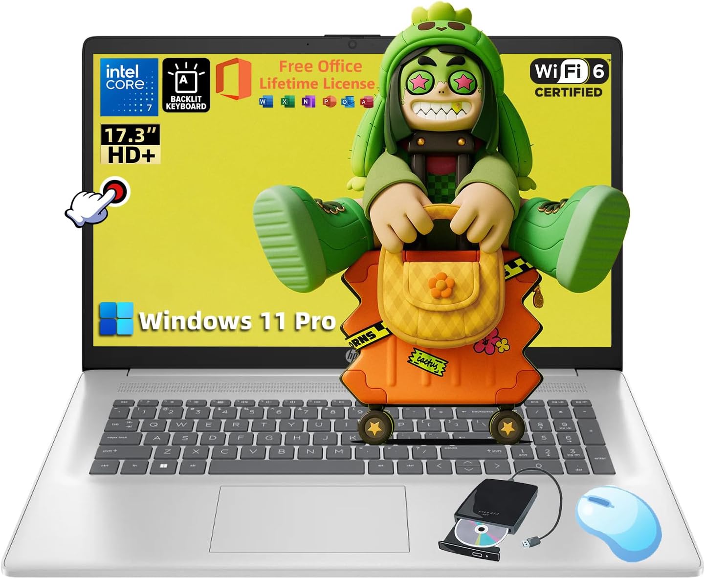 HP Flagship 17 Touchscreen Laptop Business - 17.3-inch HD+ Display • Intel Core 7-150U CPU • Ms Office • Backlit Keyboard • Numeric keypad • Copilot • Win 11 pro & DVD Drive (64GB RAM | 4TB SSD)