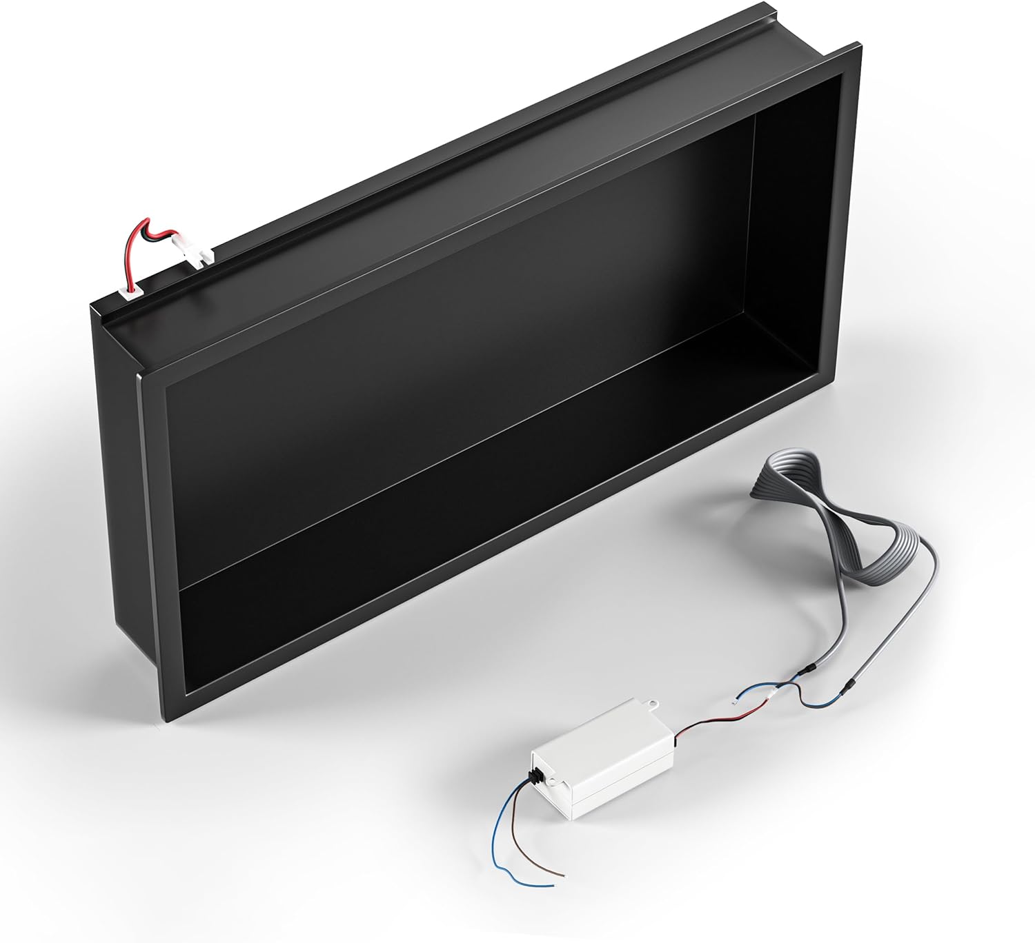 Stainless Steel Led Shower Niche Black 24' X 12' No Tile Needed | Recessed shower niche,IP66 waterproof,Led driver included,horizontal niche,non-dimmable,3000K warm light,bathroom storage