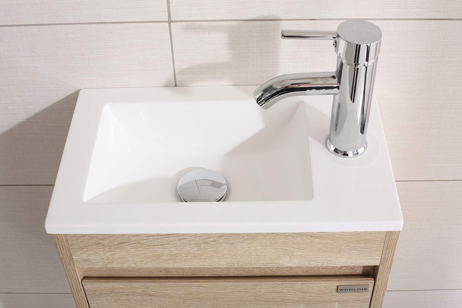 wonline 16' Single Sink Bathroom Vanity, Floating Modern Bathroom Vanity with Sink for Small Space