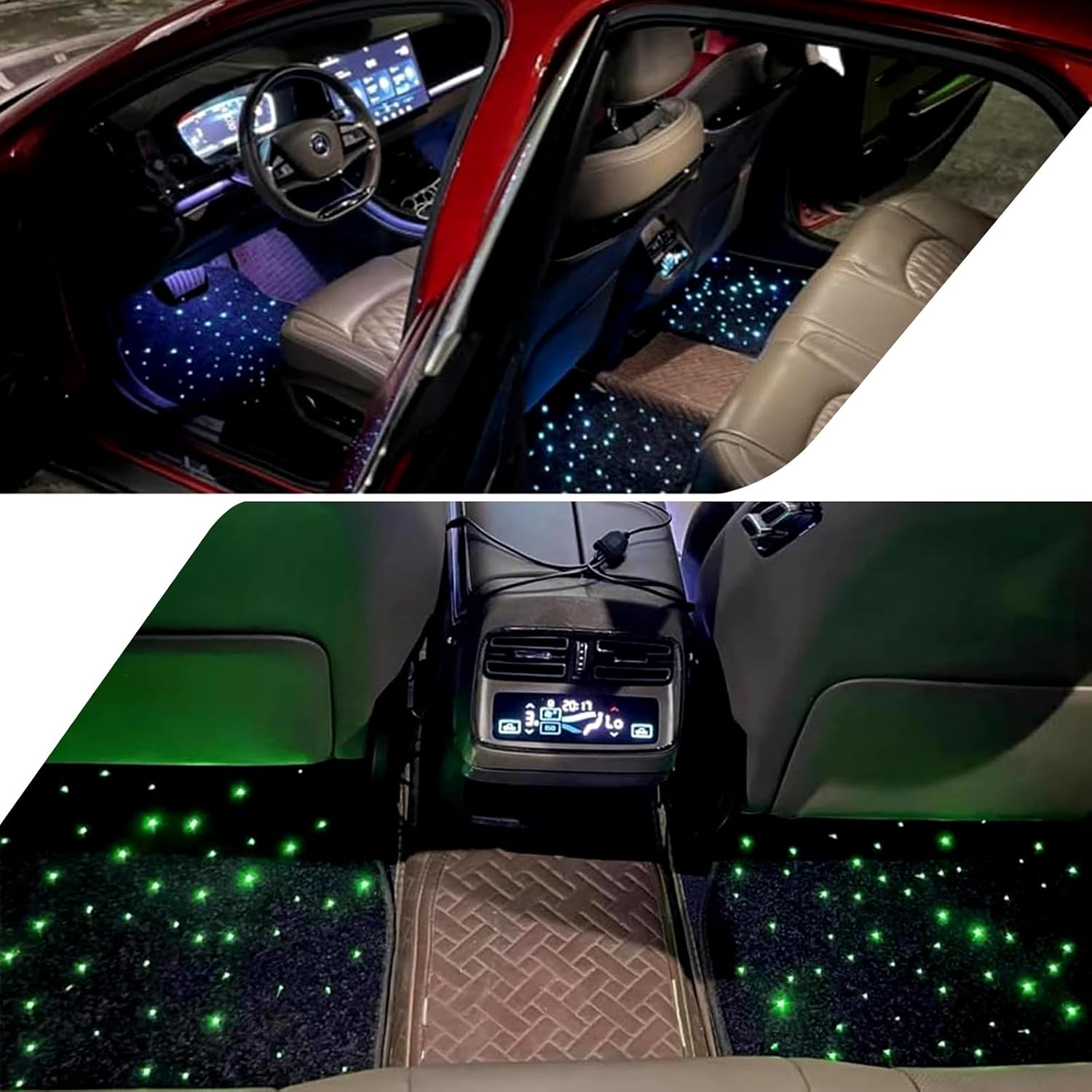 Starlight Floor Mats for Car, LED Car Mats, Starry Sky Design Luminous Carpet, Universal Fit Anti-Slip Waterproof Starlight Mats for Cars, SUVs, Trucks(USB Cable)