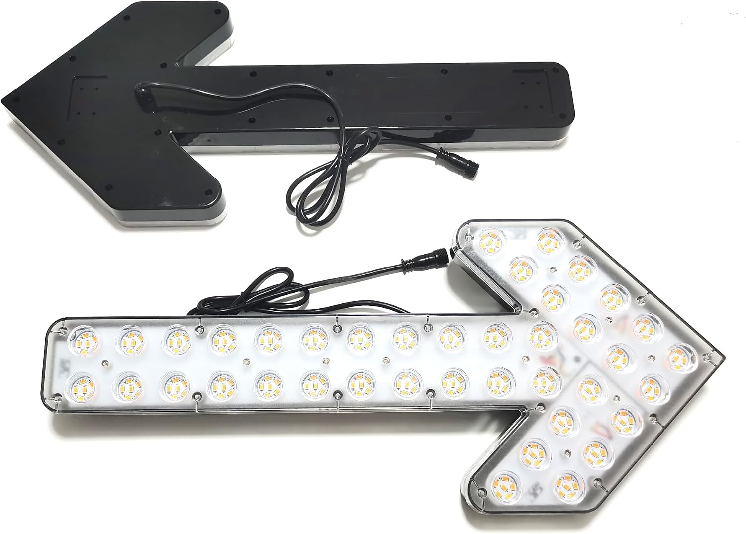 CFLMYYXGS 640 LED Arrow Signal Light Bar 12V-24V Waterproof Amber Strobe for Construction Vehicles Sweepers Water Carts Wreckers High-Intensity Double-Layer PCB Left+Right Arrows with Control Box