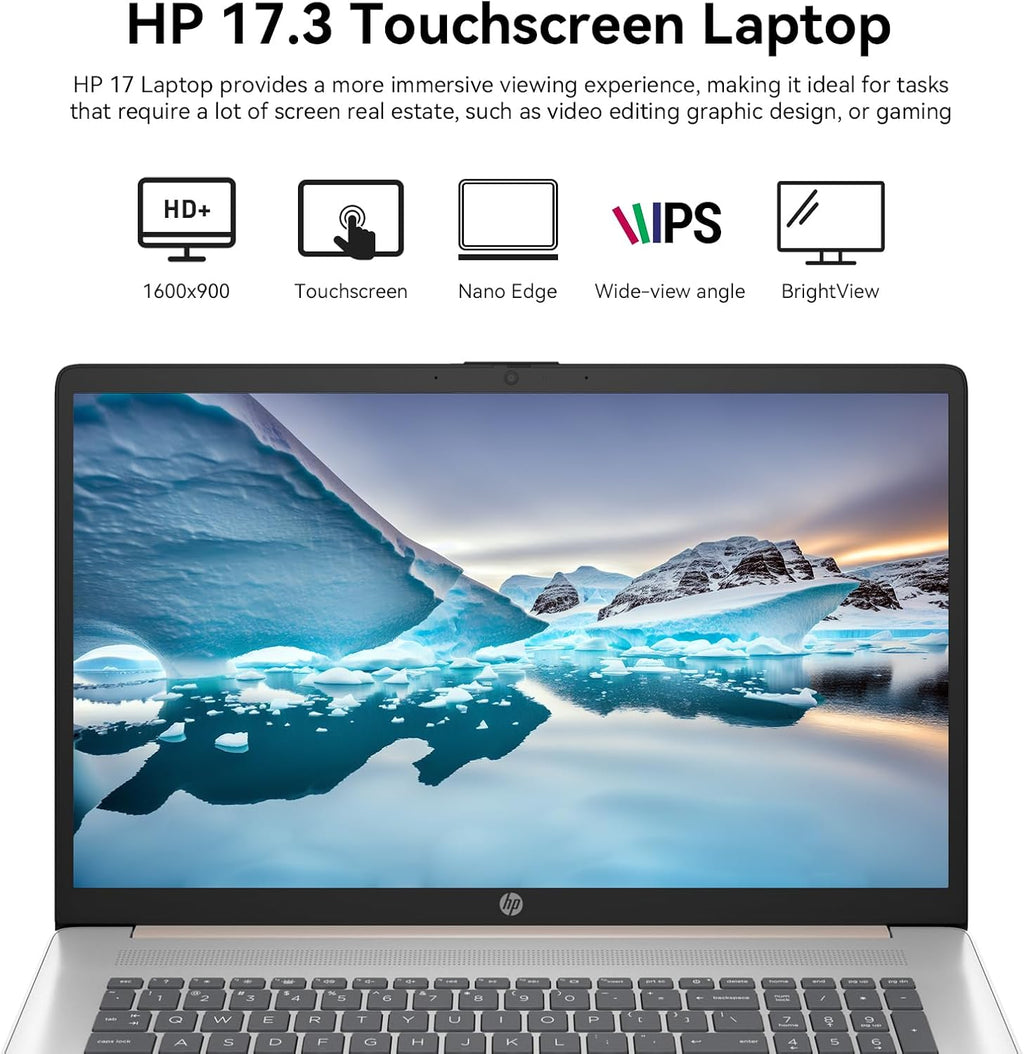 2026 HP 17 Inch Laptop Touchscreen Computer, 17.3' HD+ Touch Screen Business Laptop, 13th Gen Intel Core i7 (10-Core), Windows 11 Pro Copilot AI|Backlit Keyboard 10-Key|Rose Gold|16GB RAM 1TB SSD
