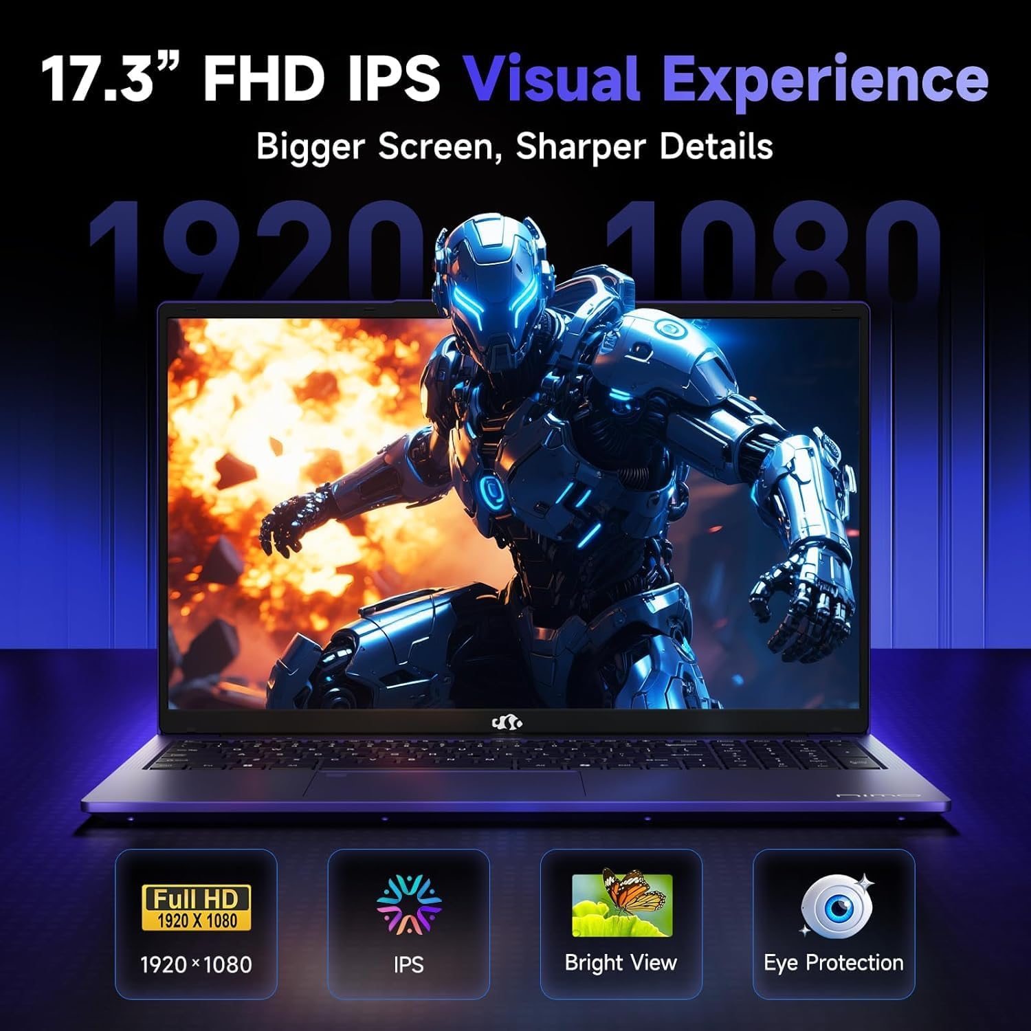 NIMO 17.3' FHD Gaming Laptop, AMD Ryzen 5 6600H (Beat i7-1165G7, 6-Core up to 4.5GHz) 16GB DDR5 RAM 512GB SSD, Radeon 660M Graphics Computer with 100W Type-C Fast Charging Backlit Keyboard Fingerprint