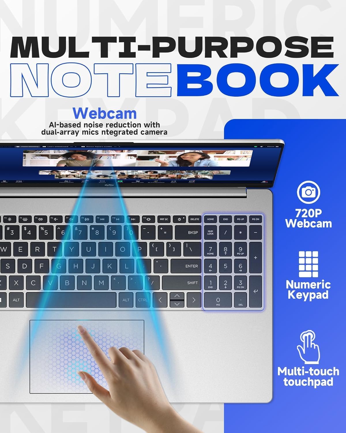 HP New 15.6 inch Laptop Computer, 2026 Edition, Intel High-Performance 4 cores N100 CPU, 128GB SSD, Windows 11 Pro with Office 365 for The Web