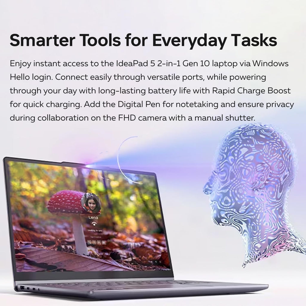 Lenovo IdeaPad 5 AI-Powered Premium 2-in-1 Laptop, 14' FHD+ Touchscreen, Ultra 7 255U, 16GB Onboard RAM, 1TB SSD, Wi-Fi 6, Win11 Pro, Backlit, Thin & Quiet Design, Bundle with PCO Laptop Cooler