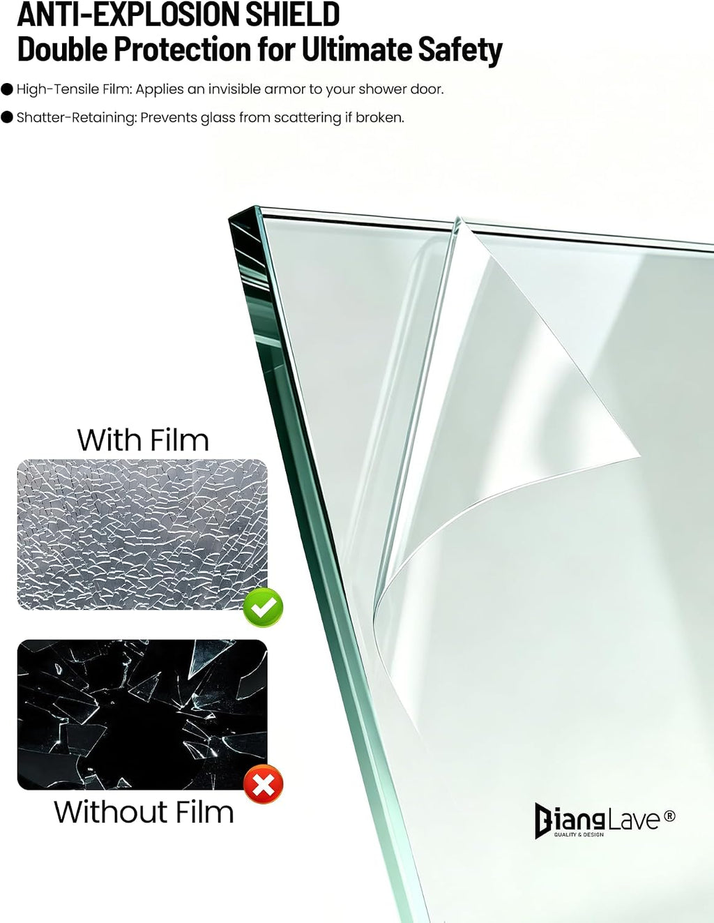 Glass Shower Doors, 56' - 60' W x 72' H Double Sliding Shower Door, Aluminum Semi-Frameless & 1/4'(6mm) Clear Tempered Glass Bypass Shower Door for Walk in Shower, Matte Black