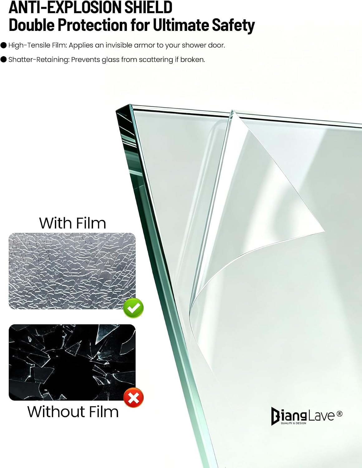 Glass Shower Doors, 56' - 60' W x 72' H Double Sliding Shower Door, Aluminum Semi-Frameless & 1/4'(6mm) Clear Tempered Glass Bypass Shower Door for Walk in Shower, Matte Black