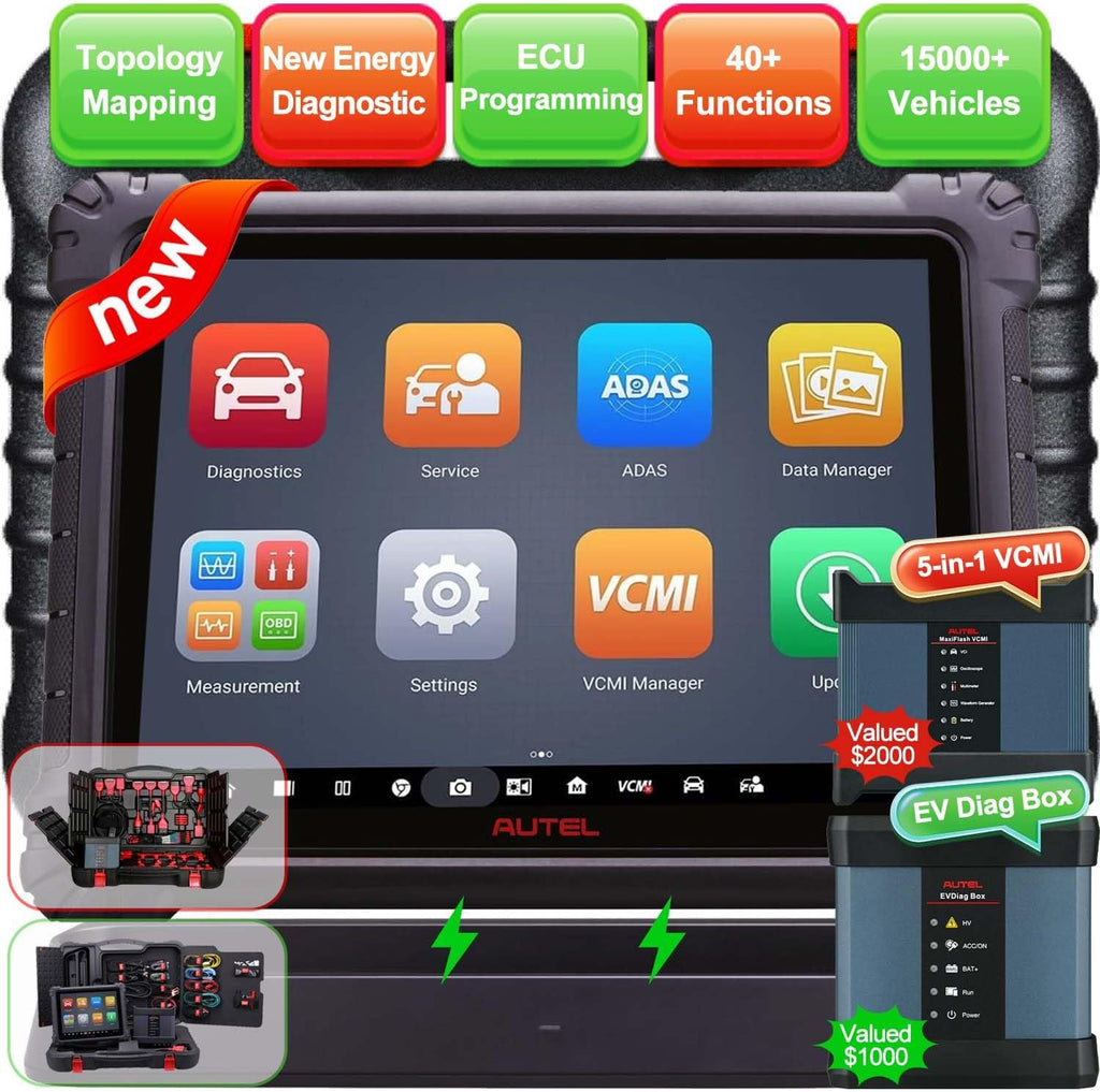 Autel MaxiSys Ultra EV OBD2 Diagnostic Scanner with EVDiag Box | High Voltage Battery Analysis, Motor TruSpeed Repair, ECU Programming, 5-in-1 VCMI, 40+ Reset, Upgrade from MS919 MS909