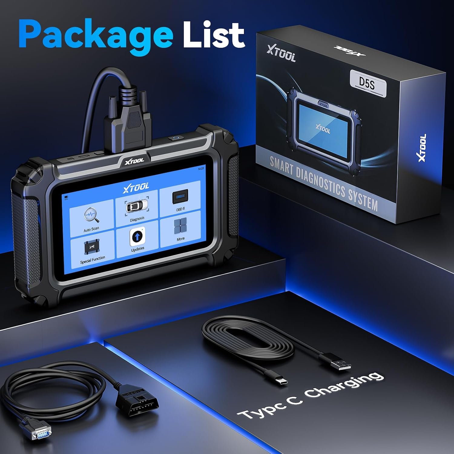XTOOL D5S OBD2 Scanner, 16 Resets, Car Scanner for Engine ABS SRS Transmission, Crank Sensor Relearn, Throttle Relearn, EPB, Code Reader for Cars and Trucks, CAN FD&FCA Scan Tool, Lifetime Free Update