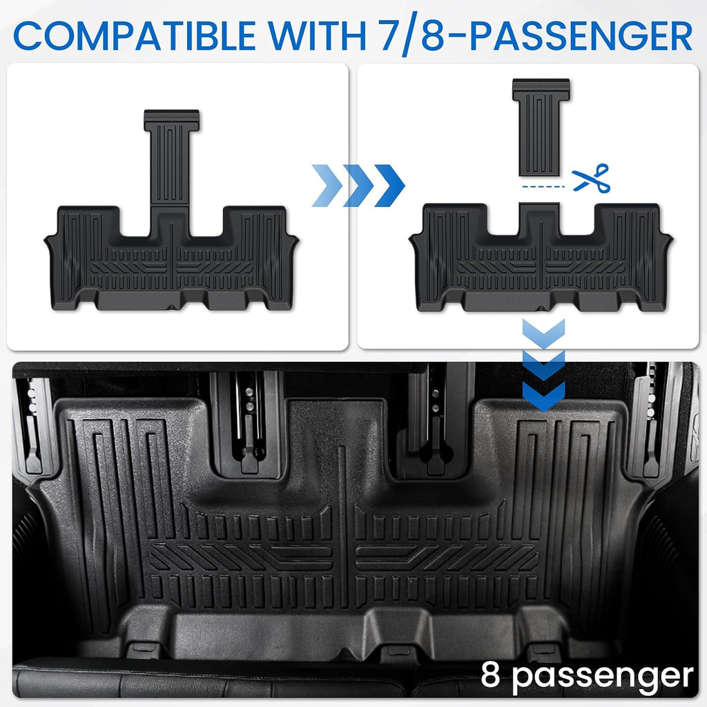 Floor Mats Cargo Mat Set for 2020-2024 2025 Hyundai Palisade 7/8 Seat, All Weather TPE Cargo Liner Backrest Mats Trunk Lower Car Mat Accessories for Palisade Calligraphy